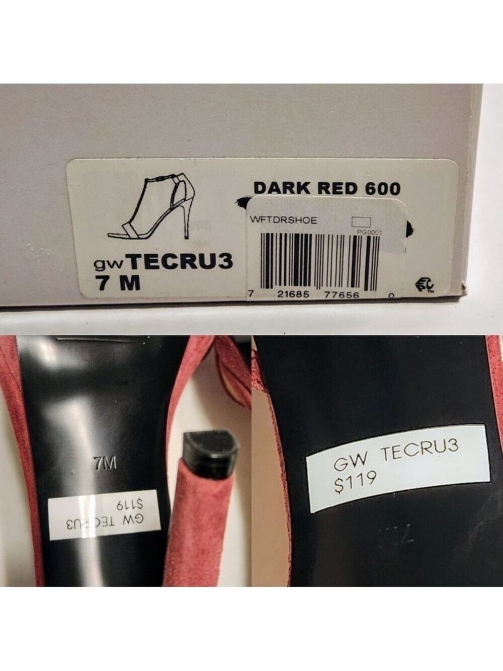 Guess Red Suede Ankle Strap Stiletto Heels Size 7 - Picture 9 of 10